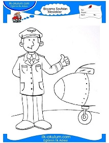 Çocuklar İçin Pilot Boyama Sayfaları 